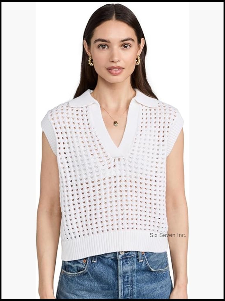 Sleeveless Cropped Sweater Vest In Cashmere Cotton Mesh